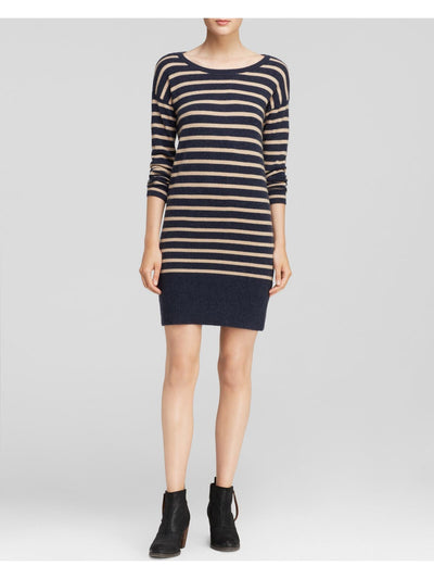 JOIE Womens Navy Striped Long Sleeve Crew Neck Knee Length Dress S