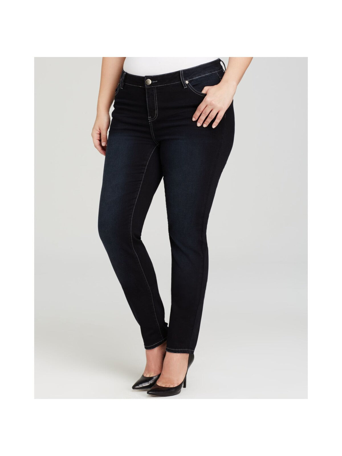 MYNT 1792 Womens Navy Stretch Zippered Pocketed Skinny Jeans Plus 14W