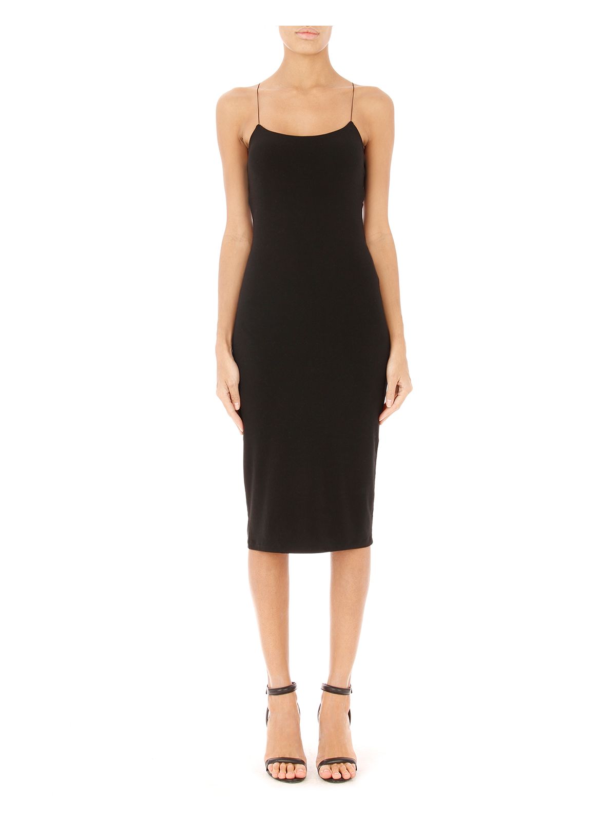 T ALEXANDER WANG Womens Navy Adjustable Keyhole Back Spaghetti Strap Scoop Neck Midi Party Sheath Dress 10