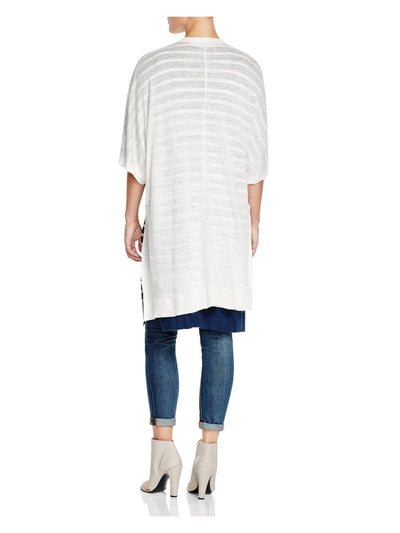 THREE DOTS Womens Ribbed 3/4 Sleeve Reversible Double-faced Open Front Cardigan