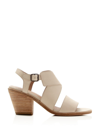 EILEEN FISHER Womens Beige Strappy Padded Carat Round Toe Block Heel Buckle Leather Dress Slingback Sandal 9