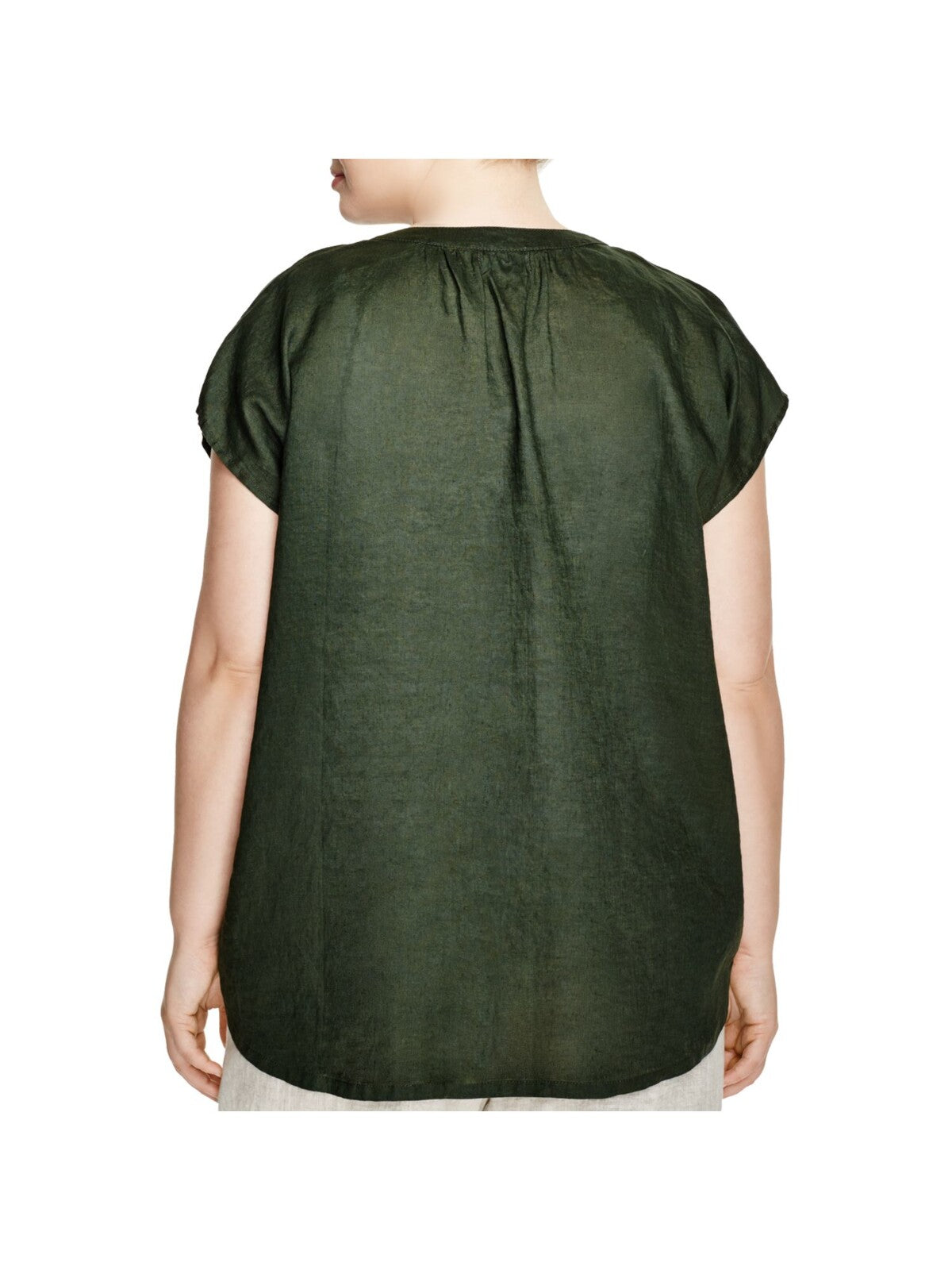 ALLEN ALLEN Womens Green Cap Sleeve Split Top Plus 2X