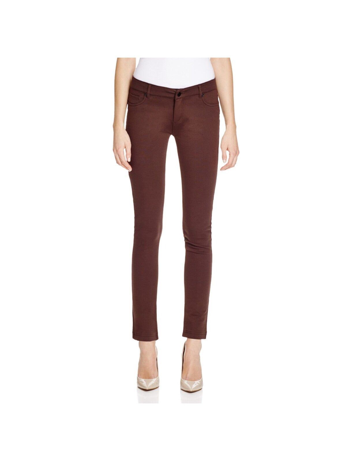 JW JASH WORLD Womens Burgundy Stretch Zippered Pocketed Skinny Pants M