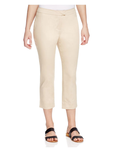 FINITY Womens Beige Pocketed Zippered Slimming Hook And Bar Closure Cropped Pants 8