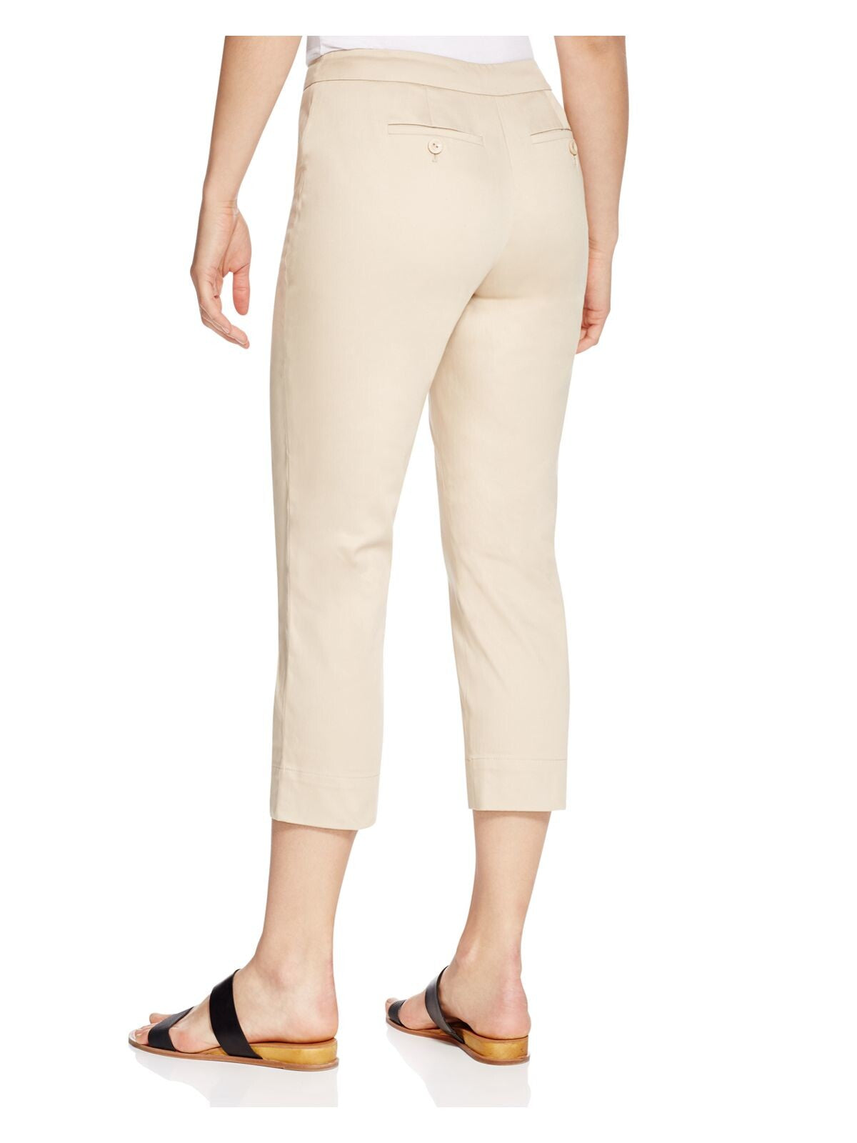 FINITY Womens Beige Pocketed Zippered Slimming Hook And Bar Closure Cropped Pants 8