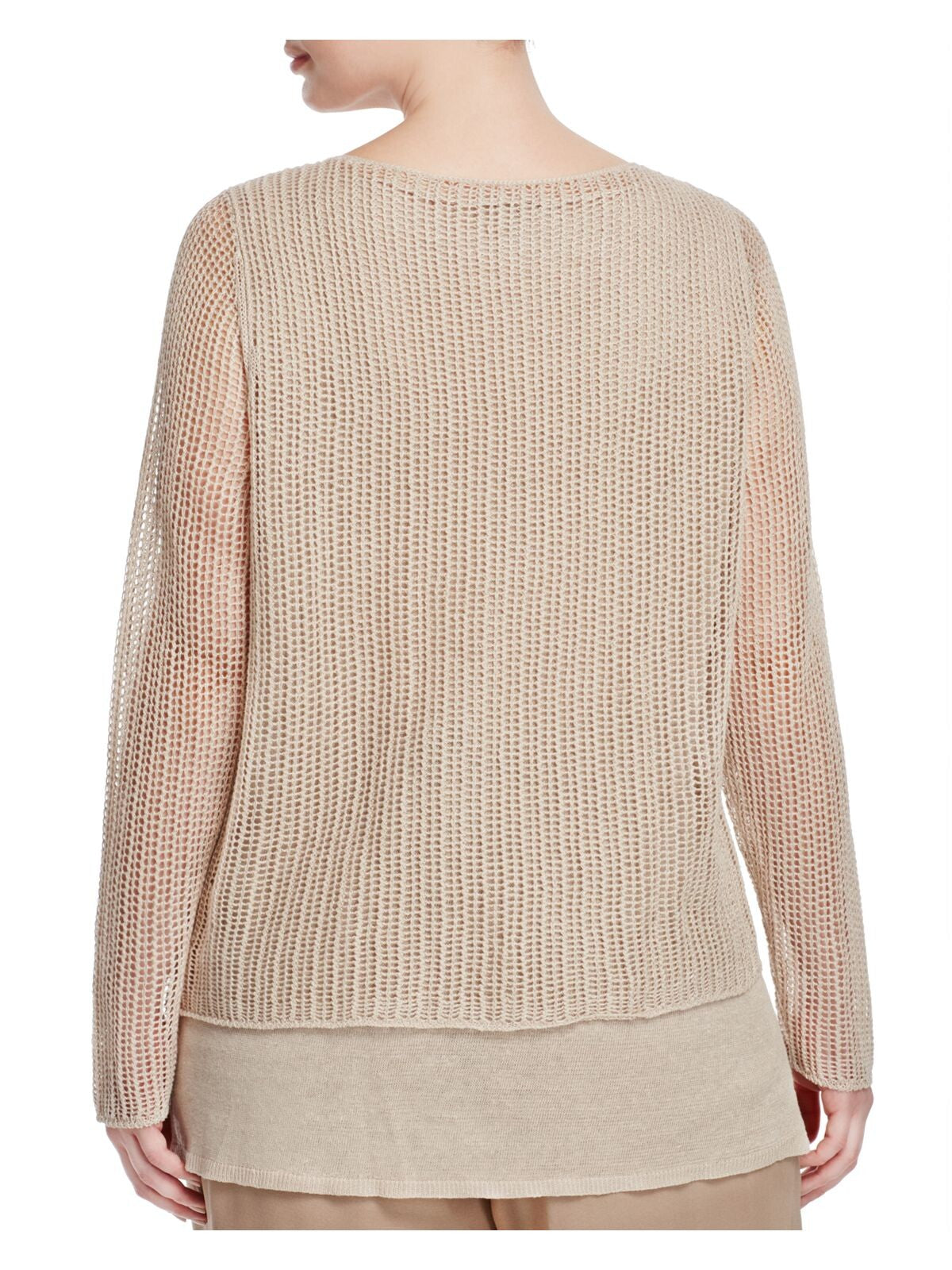 EILEEN FISHER Womens Beige Long Sleeve Boat Neck Sweater Plus 1X