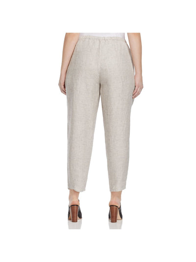 EILEEN FISHER Womens Ivory Check Pants Plus 1X