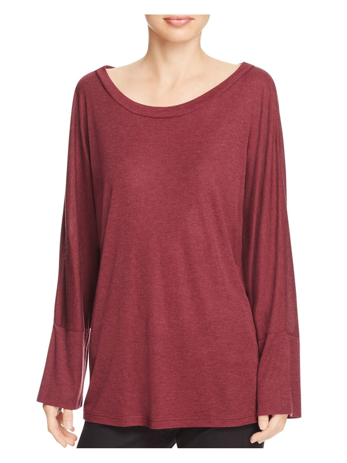 IRO.JEANS Womens Maroon Cut Out Long Sleeve Scoop Neck Top Size: M