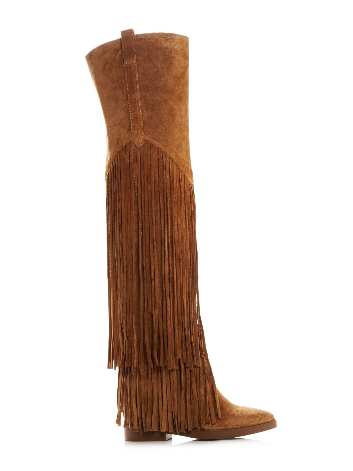 ASH Womens Brown Fringed Padded Gipsy Almond Toe Leather Boots Shoes 35