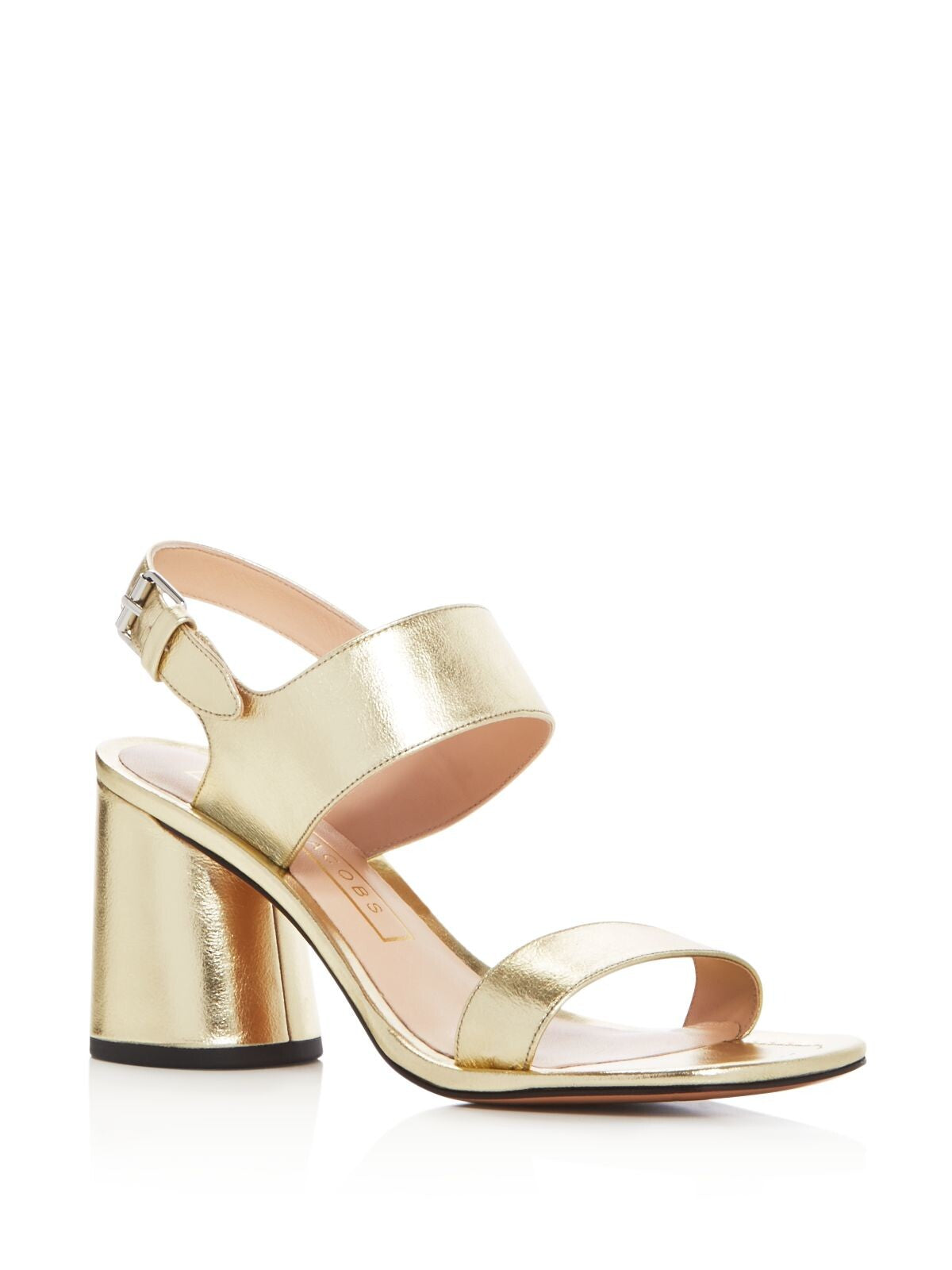 MARC JACOBS Womens Gold Padded Adjustable Metallic Emilie Square Toe Block Heel Buckle Leather Dress Heeled Sandal 39