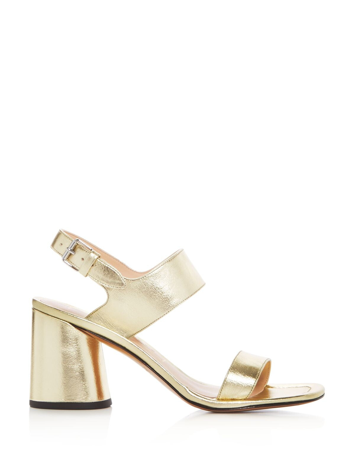 MARC JACOBS Womens Gold Padded Adjustable Metallic Emilie Square Toe Block Heel Buckle Leather Dress Heeled Sandal 39