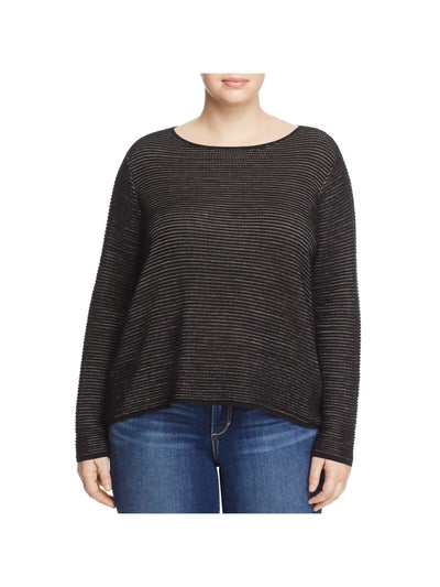 EILEEN FISHER Womens Black Long Sleeve Boat Neck Wear To Work Sweater Plus 2X