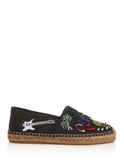 MARC JACOBS Womens Black Embellished Embroidered Sienna Round Toe Slip On Espadrille Shoes 37