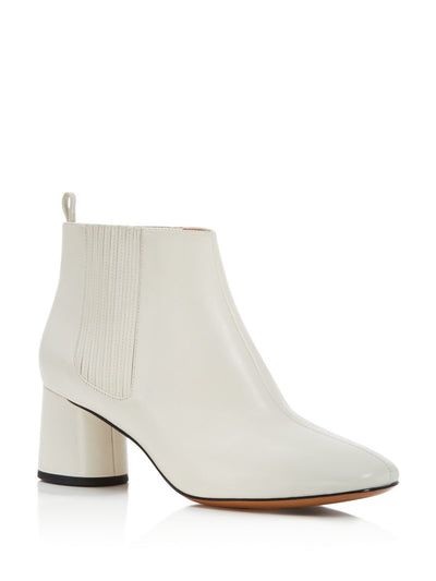 MARC JACOBS Womens Ivory Chelsea Goring Padded Rocket Square Toe Block Heel Leather Heeled Boots 38