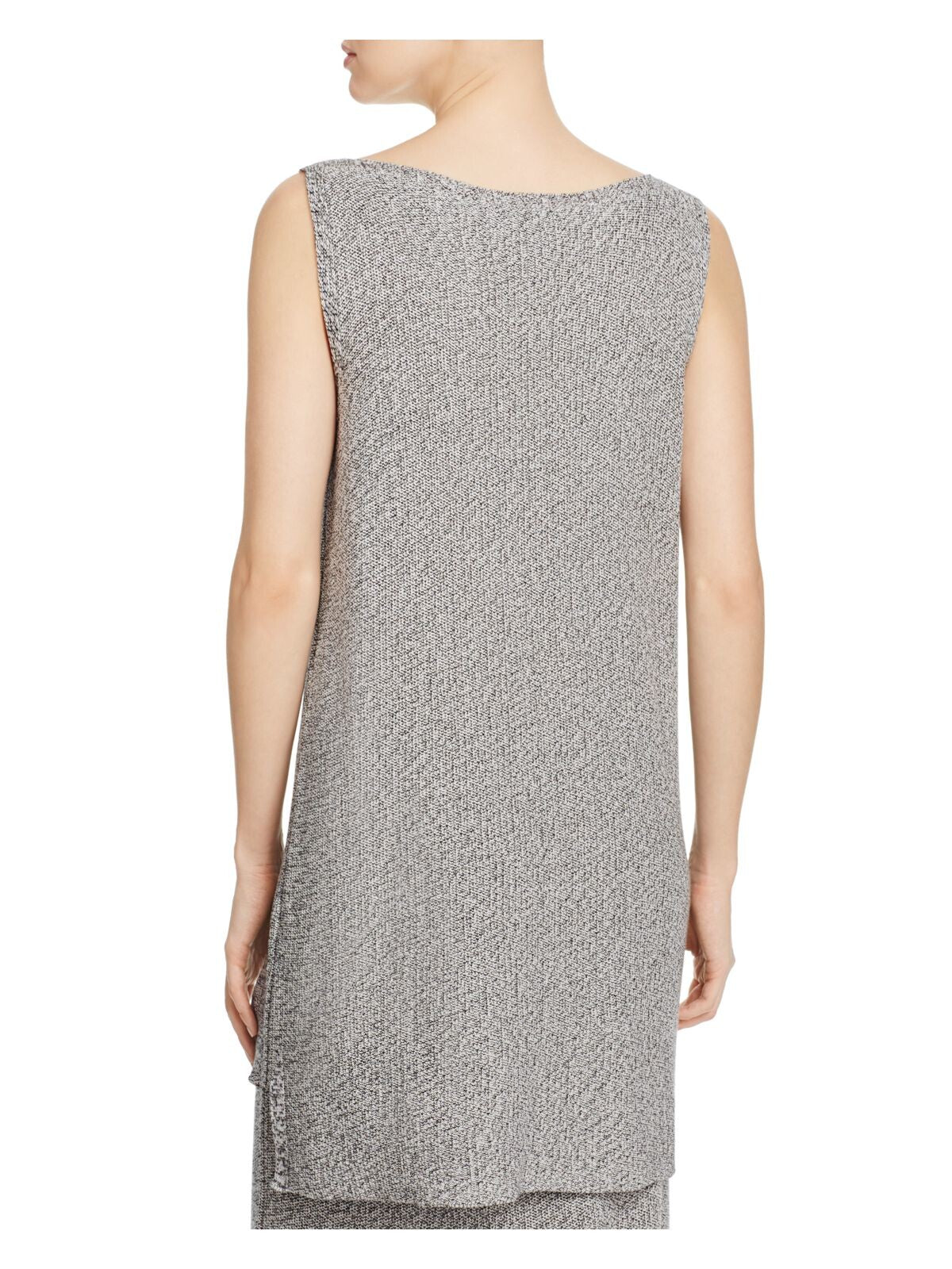 EILEEN FISHER Womens Silver Sleeveless Jewel Neck Tunic Top L