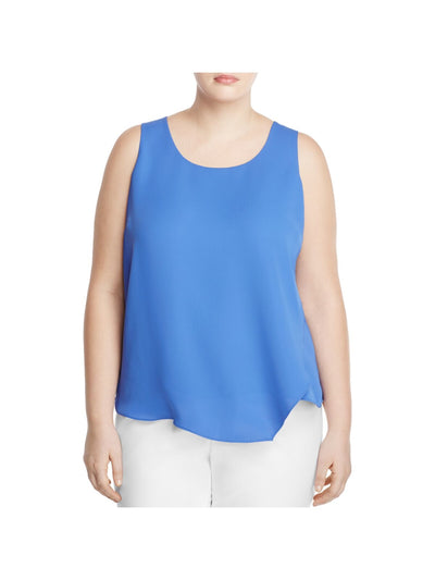 NIC+ZOE Womens Blue Sleeveless Scoop Neck Tank Top Plus 1X