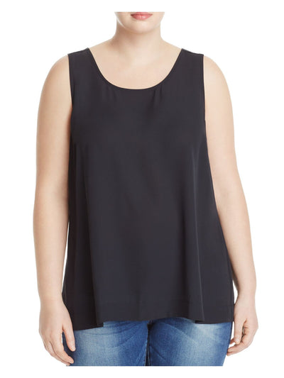 FOXCROFT Womens Sheer Back Button Closure Sleeveless Scoop Neck Tank Top