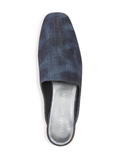 STUART WEITZMAN Womens Nay Antique Denim Navy Denim Comfort Mulearky Square Toe Block Heel Slip On Mules 7 M