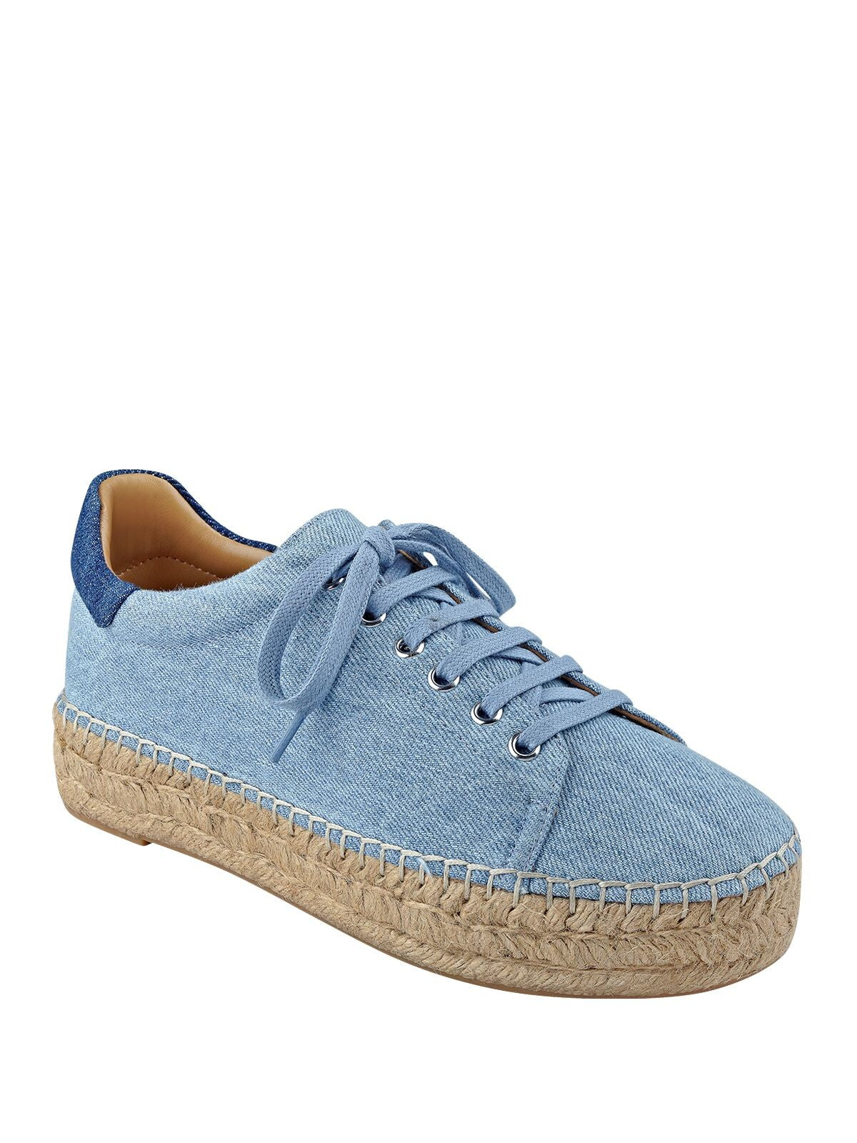 MARC FISHER Womens Light Blue Denim Espadrille Padded Ltd Mandia2 Round Toe Platform Lace-Up Athletic Sneakers Shoes 6.5 M