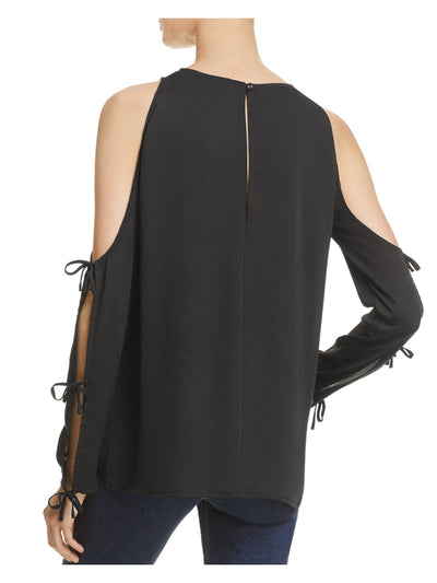 L'ACADEMIE Womens Cold Shoulder Long Sleeve Jewel Neck Top