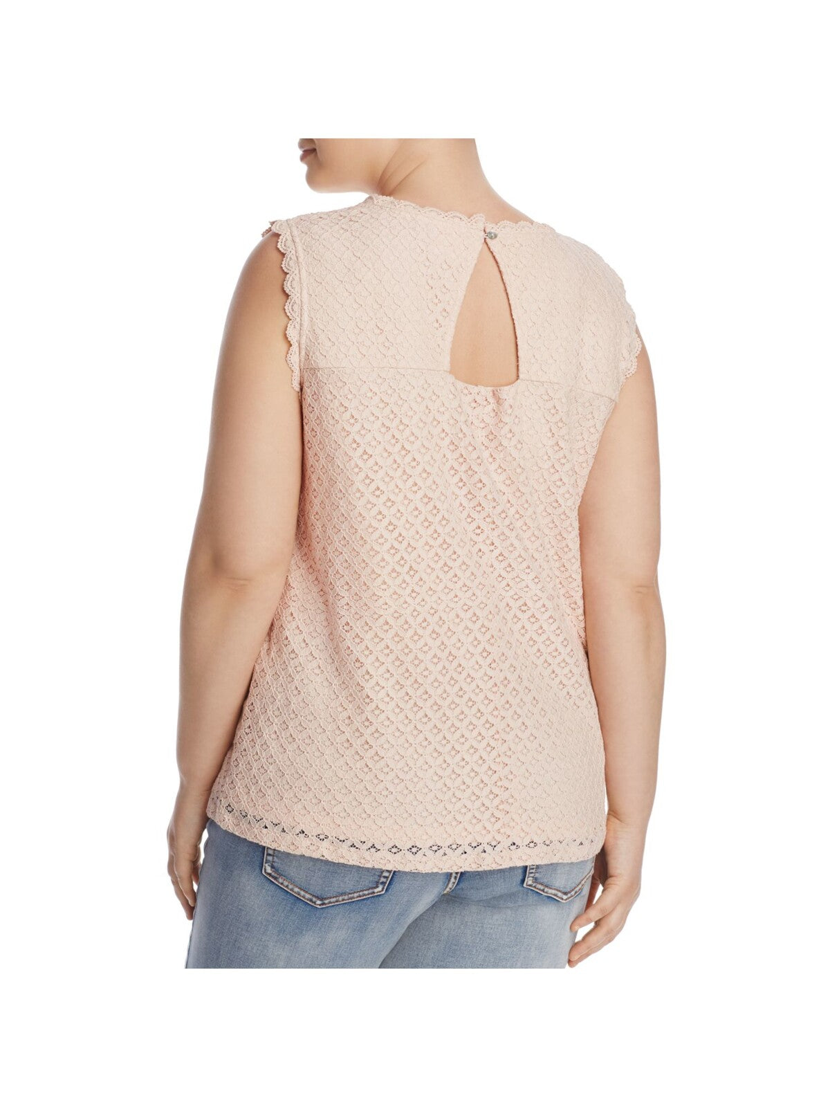 JUNAROSE Womens Lace Sleeveless V Neck Top