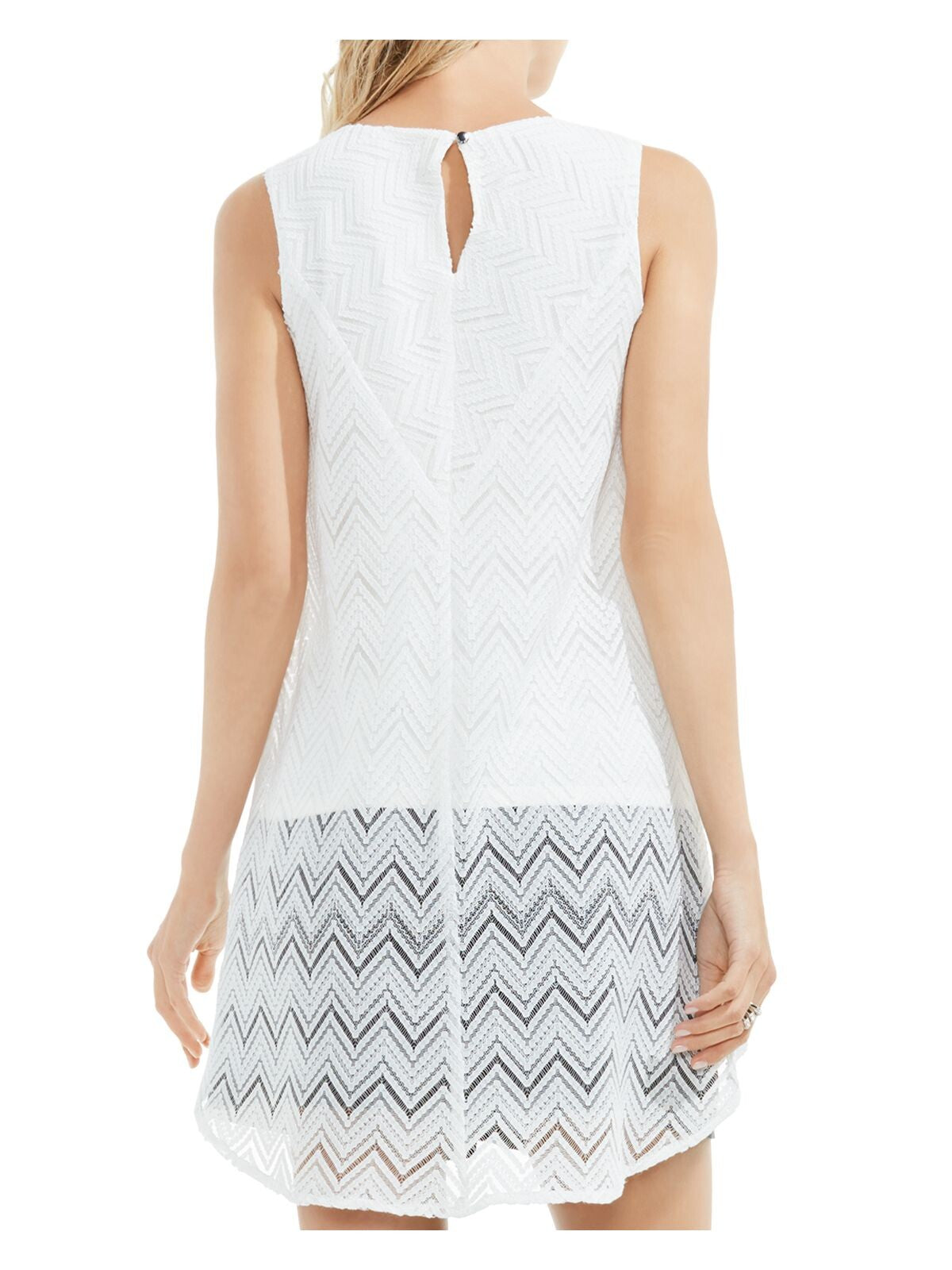 VINCE CAMUTO Womens White Sleeveless Jewel Neck Top Size: S