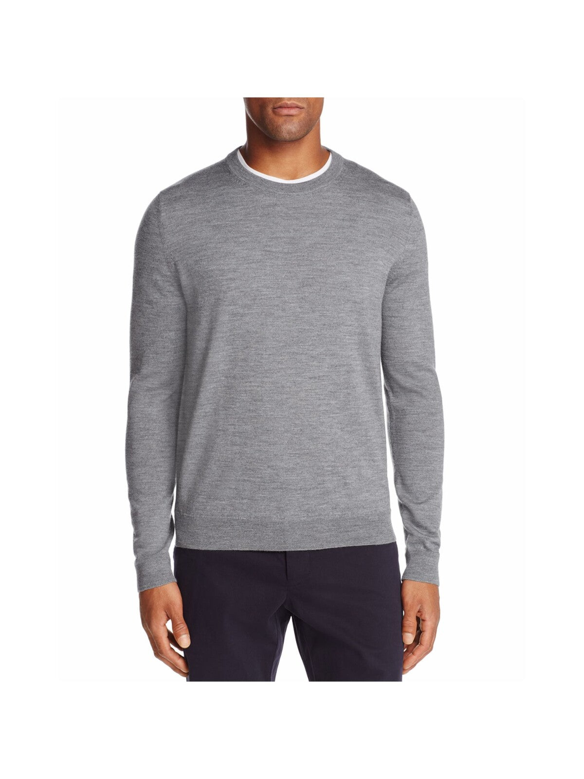 THE MENS STORE Mens Gray Crew Neck Merino Blend Pullover Sweater XXL