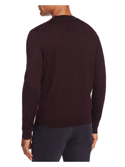 THE MENS STORE Mens Brown V Neck Merino Blend Pullover Sweater S