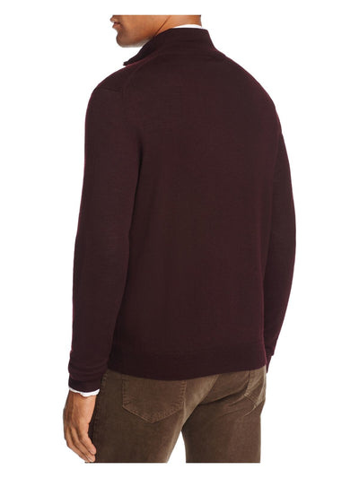 THE MENS STORE Mens Maroon Mock Neck Classic Fit Quarter-Zip Merino Blend Pullover Sweater XXL