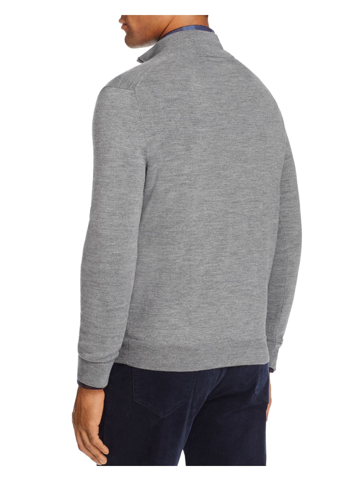 THE MENS STORE Mens Gray Mock Neck Classic Fit Quarter-Zip Merino Blend Pullover Sweater XXL