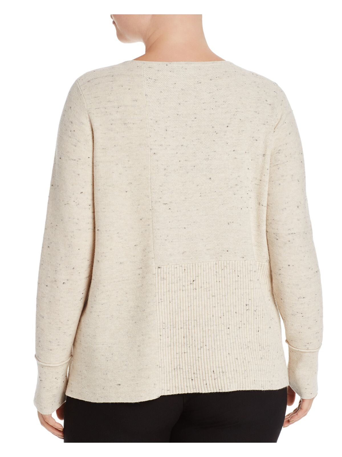 EILEEN FISHER Womens Beige Speckle Long Sleeve Round Neck Wear To Work Sweater Plus 1X