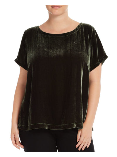 EILEEN FISHER Womens Green Short Sleeve Scoop Neck Top Plus 2X