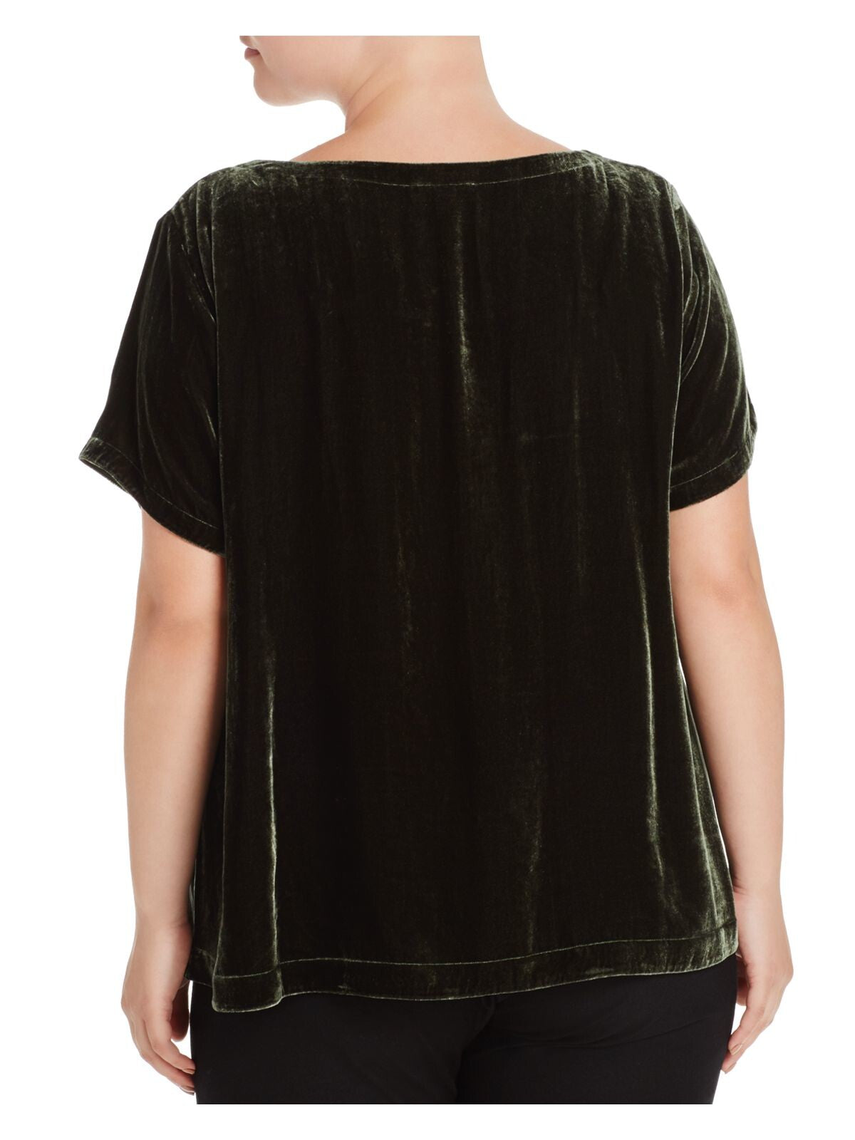 EILEEN FISHER Womens Green Short Sleeve Scoop Neck Top Plus 2X