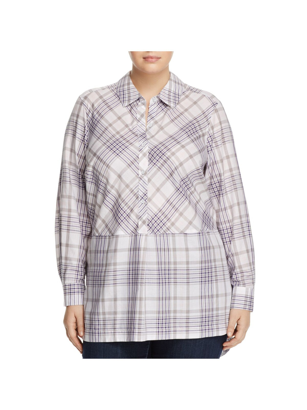 FOXCROFT Womens Cuffed Sleeve Collared Tunic Top