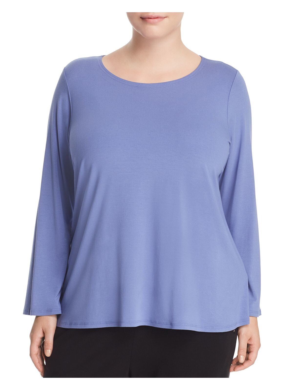 EILEEN FISHER Womens Blue Long Sleeve Crew Neck Top Plus 1X