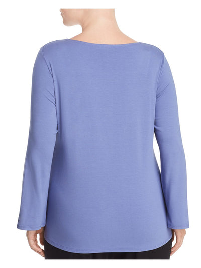 EILEEN FISHER Womens Blue Long Sleeve Crew Neck Top Plus 1X