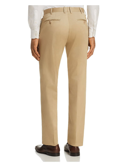 The Mens store Mens Beige Flat Front, Tapered, Regular Fit Cotton Blend Suit Separate Pants 34R