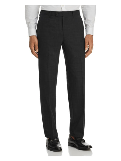 MICHAEL KORS Mens Gray Flat Front, Straight Leg Windowpane Plaid Classic Fit Pants 32W/ 32L