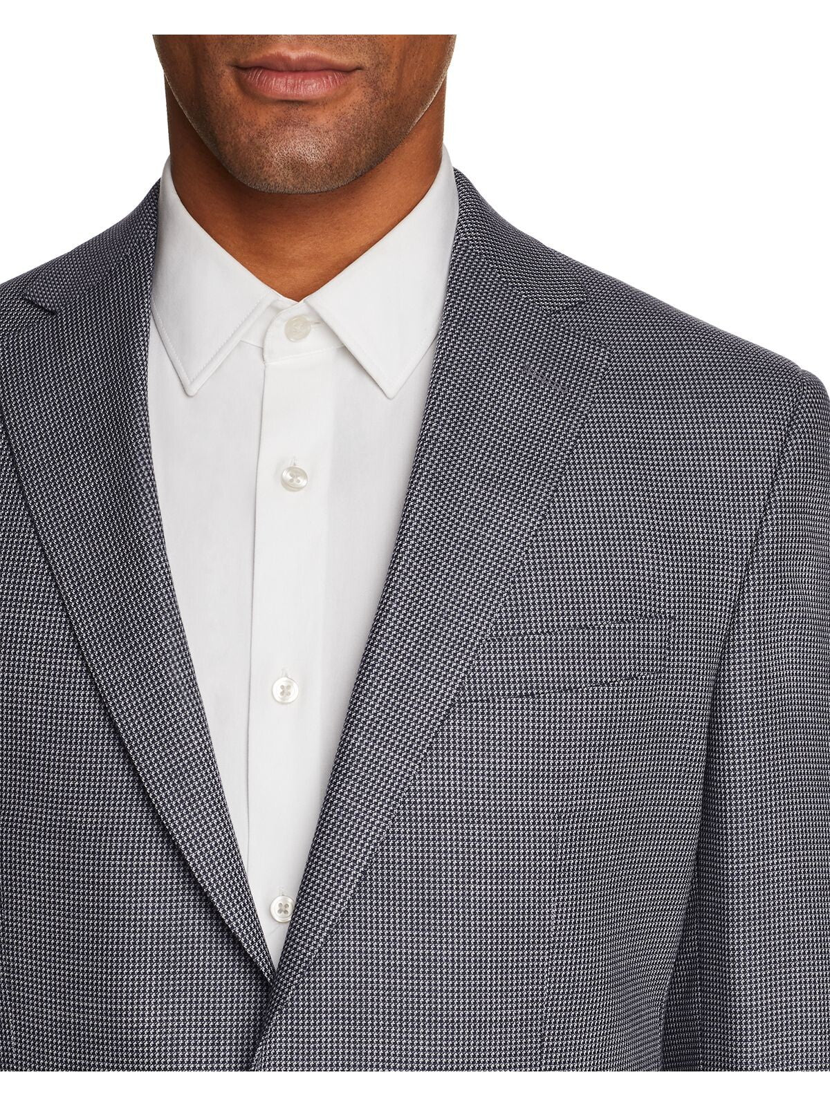 MICHAEL KORS Mens Sharkskin Gray Single Breasted, Classic Fit Wool Blend Blazer 42L