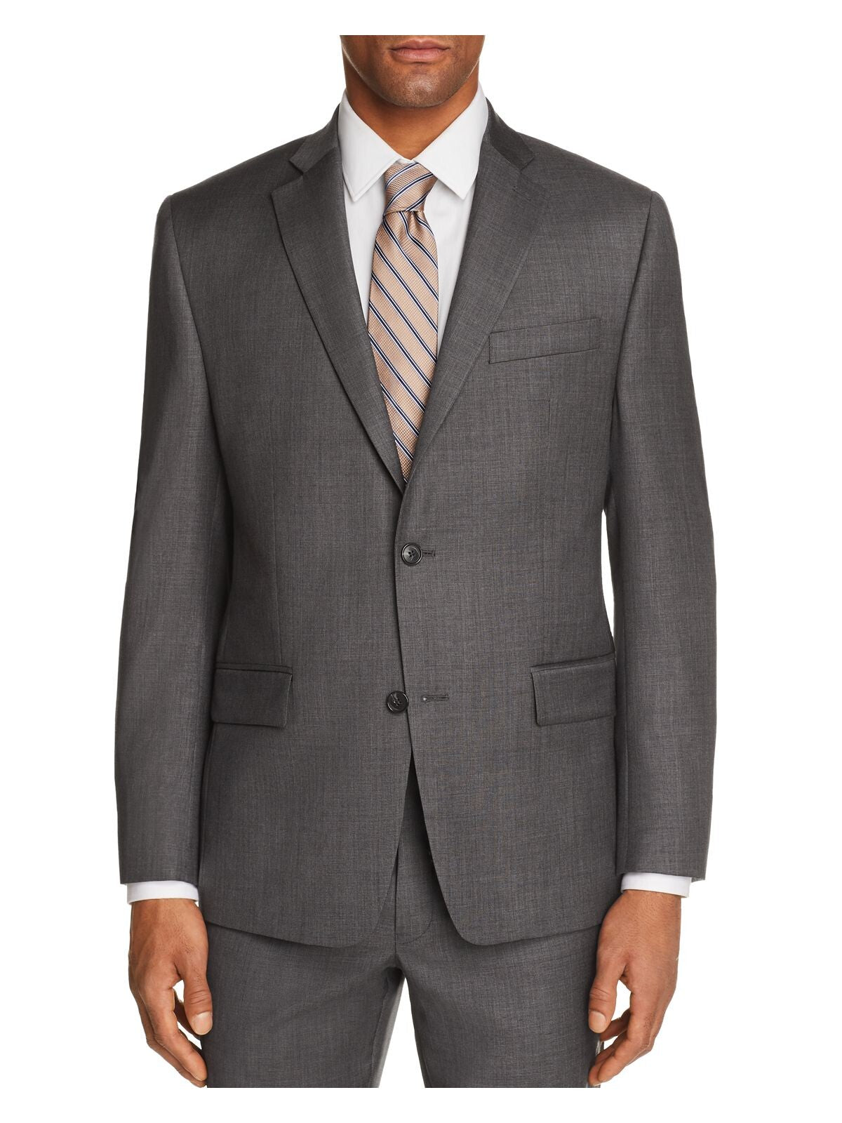 MICHAEL KORS Mens Sharkskin Gray Single Breasted, Classic Fit Wool Blend Blazer 38R