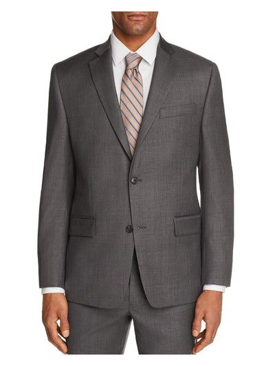 MICHAEL KORS Mens Sharkskin Gray Single Breasted, Classic Fit Wool Blend Blazer 38S