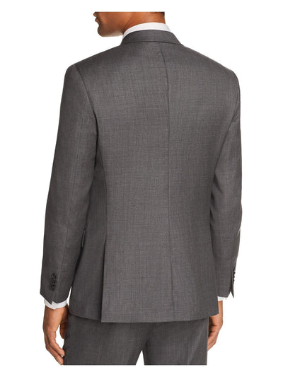 MICHAEL KORS Mens Sharkskin Gray Single Breasted, Classic Fit Wool Blend Blazer 42L