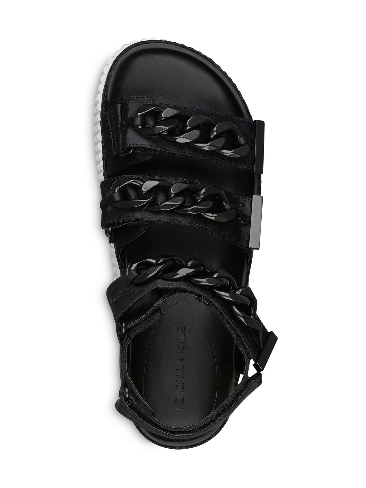 KENDALL + KYLIE Womens Black Chain Detail Padded Ivie 3 Round Toe Platform Sandals Shoes 8 M