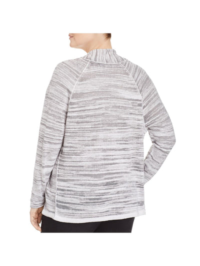 NIC+ZOE Womens Long Sleeve Ruched Open Front Exposed Seams Sweater