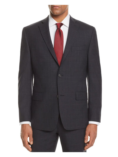 MICHAEL KORS Mens Gray Single Breasted, Stretch, Windowpane Plaid Classic Fit Stretch Suit Separate Blazer Jacket 42 LONG