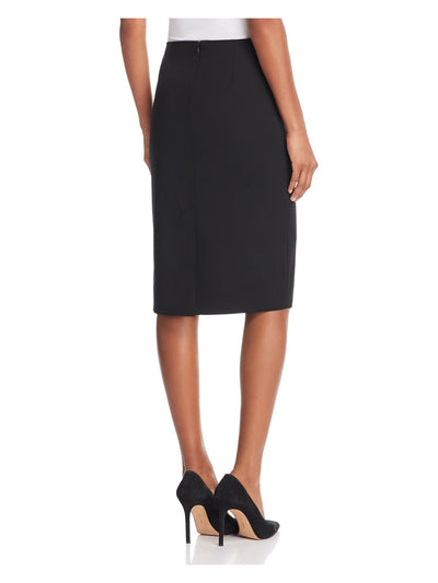 CINQ A SEPT Womens Black Zippered Lined Back Slit Below The Knee Wear To Work Pencil Skirt 00