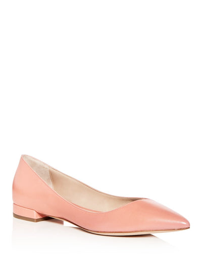 GIORGIO ARMANI Womens Coral Asymmetrical Pointed Toe Block Heel Slip On Leather Ballet Flats 38