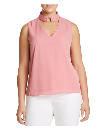 GLAMOROUS CURVE Womens Pink Sleeveless Top 16