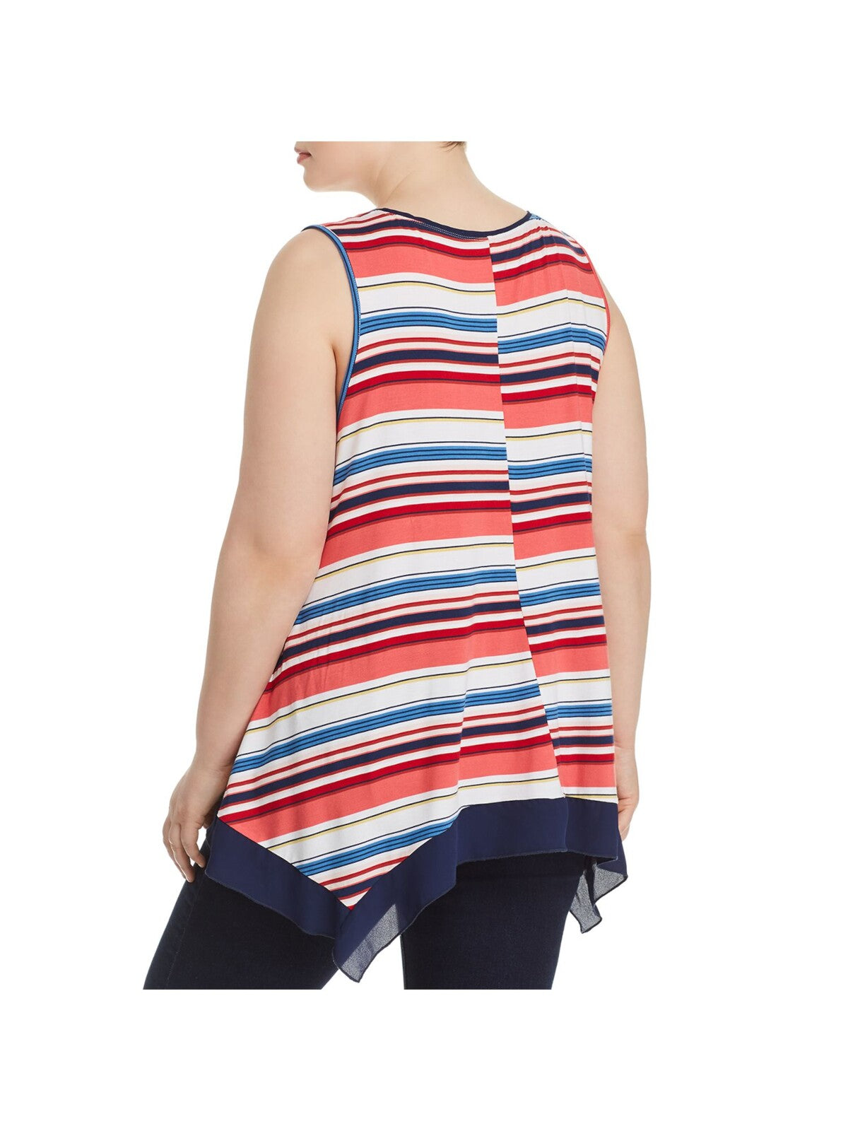 CUPIO BLUSH Womens Red Stretch Striped Sleeveless Scoop Neck Tank Top Plus 1X