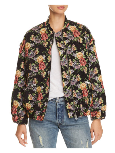 IRO.JEANS Womens Black Floral Bomber Jacket 4